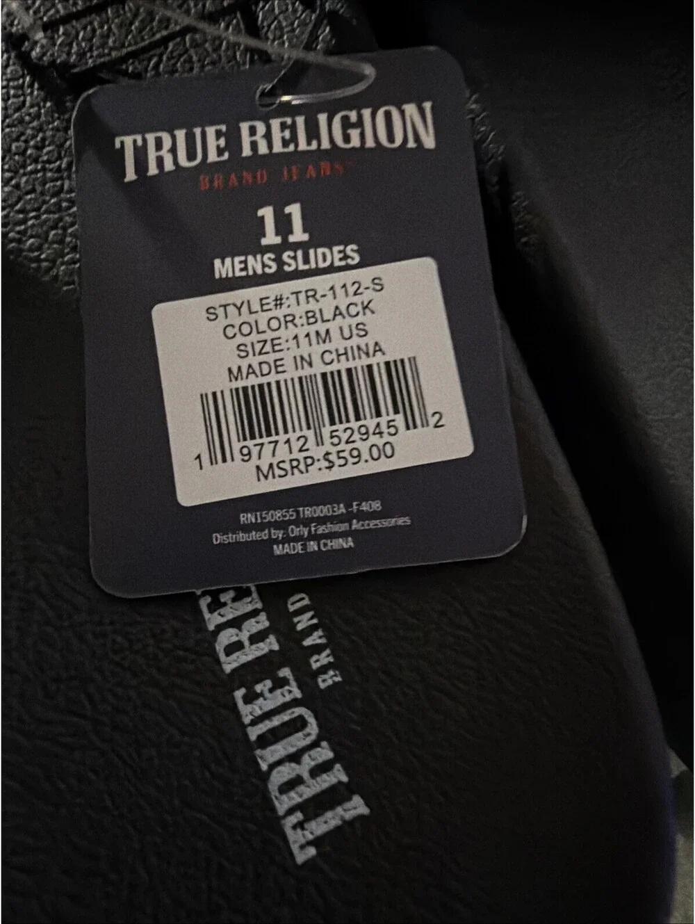 TRUE RELIGION Mens Slides Horseshoe Logo black various